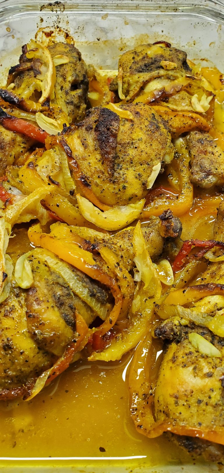 Baked Lemon & Garlic Chicken/Pepper Rings